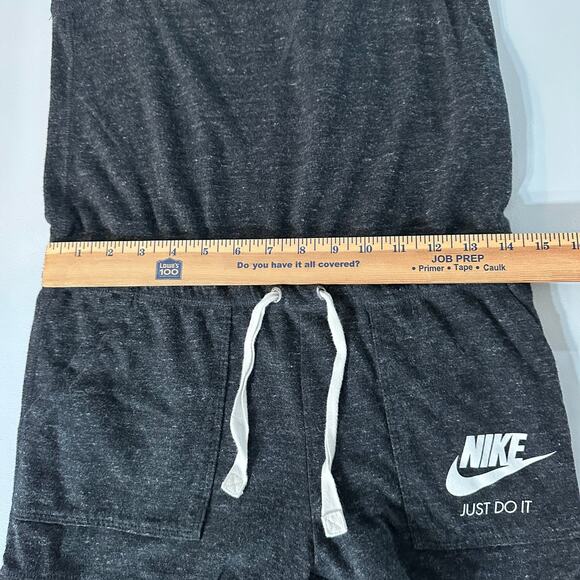 Nike Women’s XS Romper‎ Jumpsuit Black Sleeveless Drawstring Just Do It Logo - Picture 9 of 10